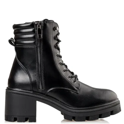 Envie COMBAT BOOTIES γυναικεία μποτάκια με τακούνι σε μαύρο χρώμα