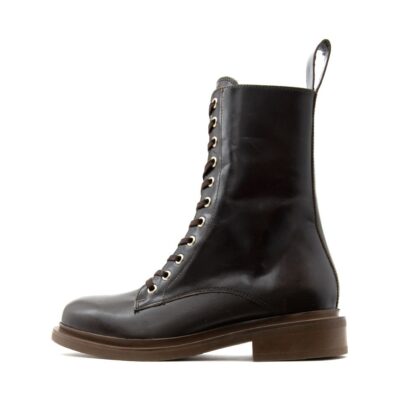 Paola Ferri dark brown Γυναικεία  Δερμάτινα Μποτάκια σε καφέ χρώμα