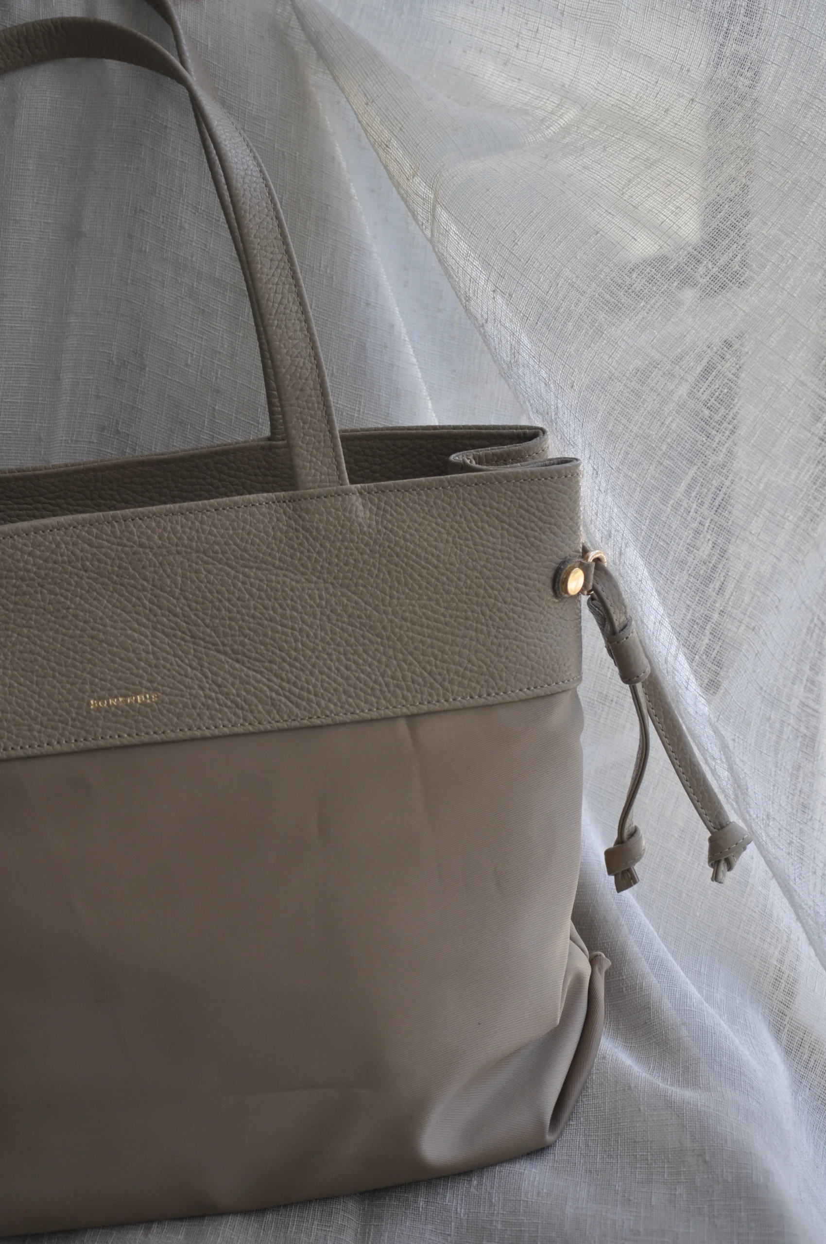 Bonendis Celia Shopper γυναικεία Τσάντα από ύφασμα και δέρμα - Taupe - Image 3