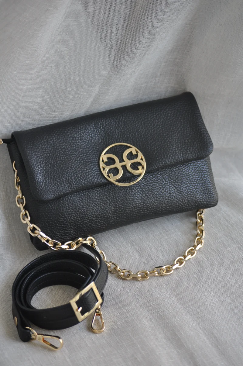 Bonendis Clelia Mini Leather Shoulder Bag γυναικεία δερμάτινη τσάντα σε μαύρο χρώμα