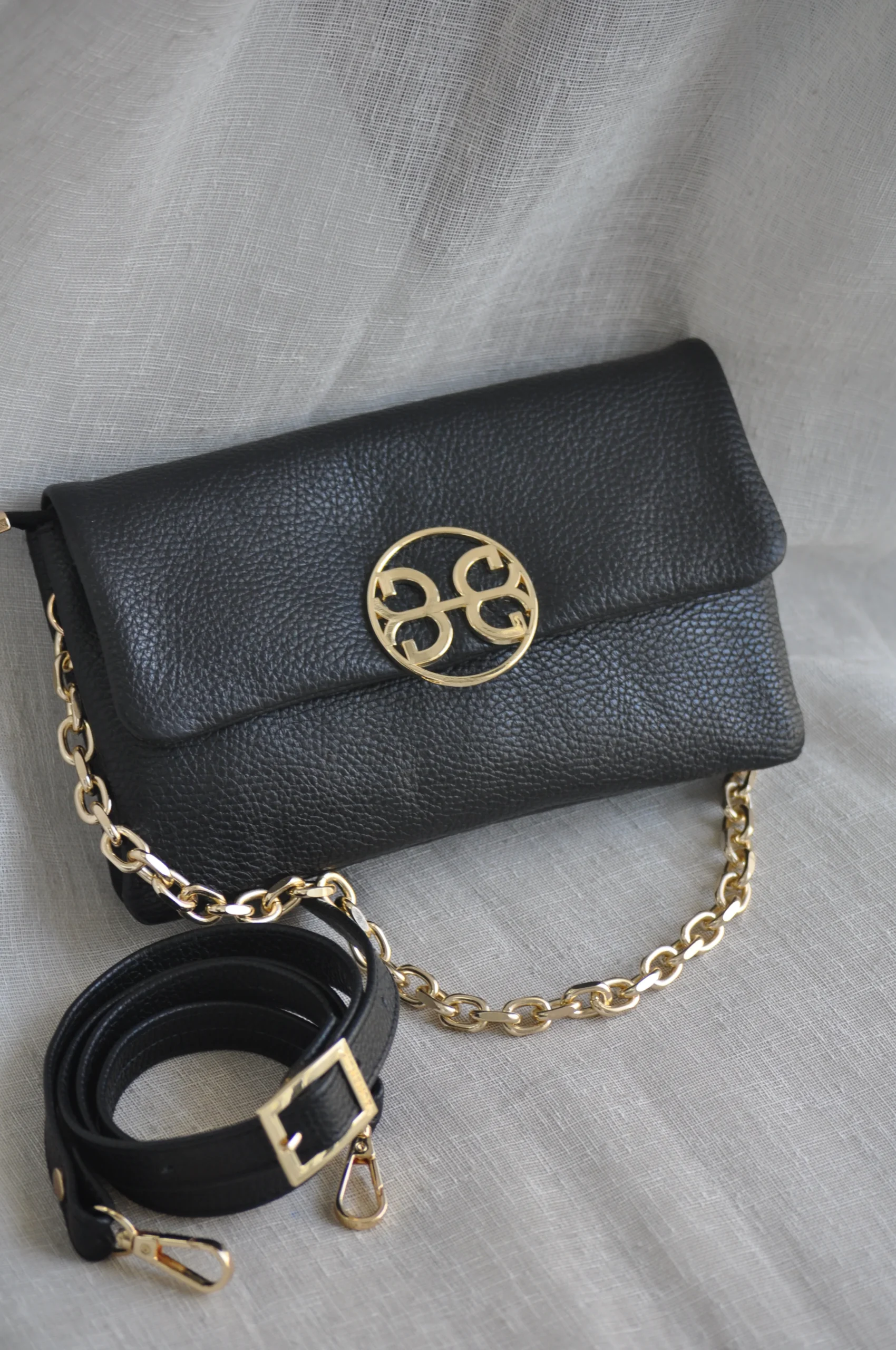 Bonendis Clelia Mini Leather Shoulder Bag γυναικεία δερμάτινη τσάντα σε μαύρο χρώμα