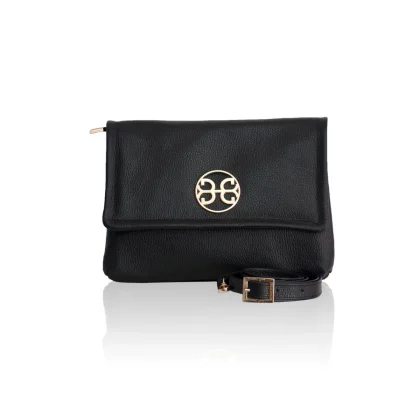 Bonendis Clelia Large Leather Shoulder Bag γυναικεία δερμάτινη τσάντα σε μαύρο χρώμα
