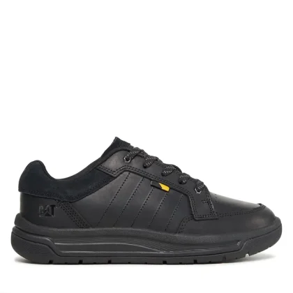 Caterpillar apa cush shoes αντρικά δερμάτινα snekears σε μαύρο χρώμα