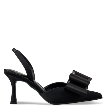 Envie bow satin pumps γυναικείες γόβες σε μαύρο χρώμα