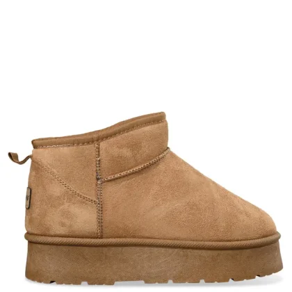Envie flatform γυναικείο γούνινο μποτάκι σε καφέ χρώμα