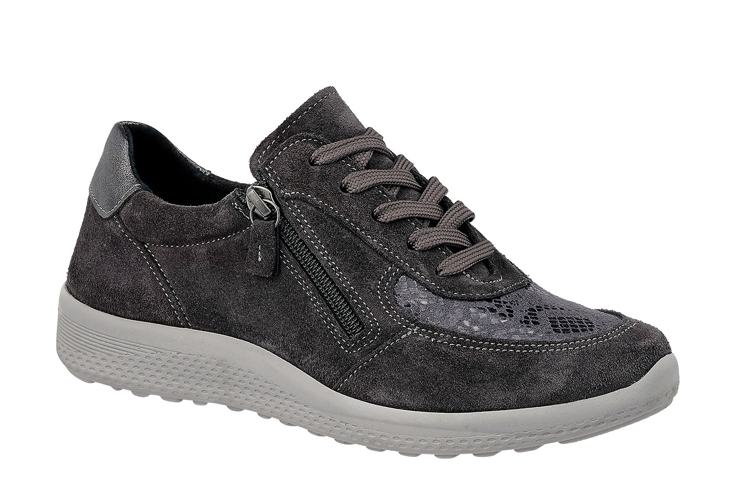 Naturelle δερμάτινα ανατομικά γυναικεία sneakers σε γκρι χρώμα - Image 4
