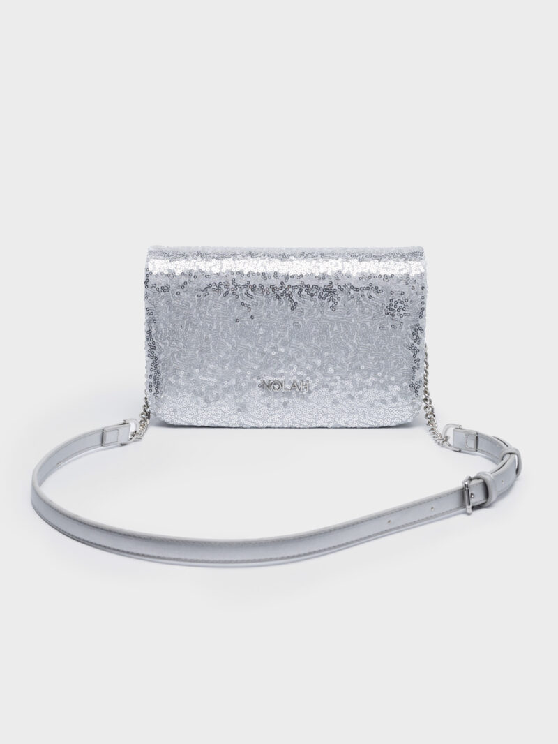 Nolah Christmas special Briggite Silver γυναικείο τσαντάκι ώμου & χιαστί σε ασημί
