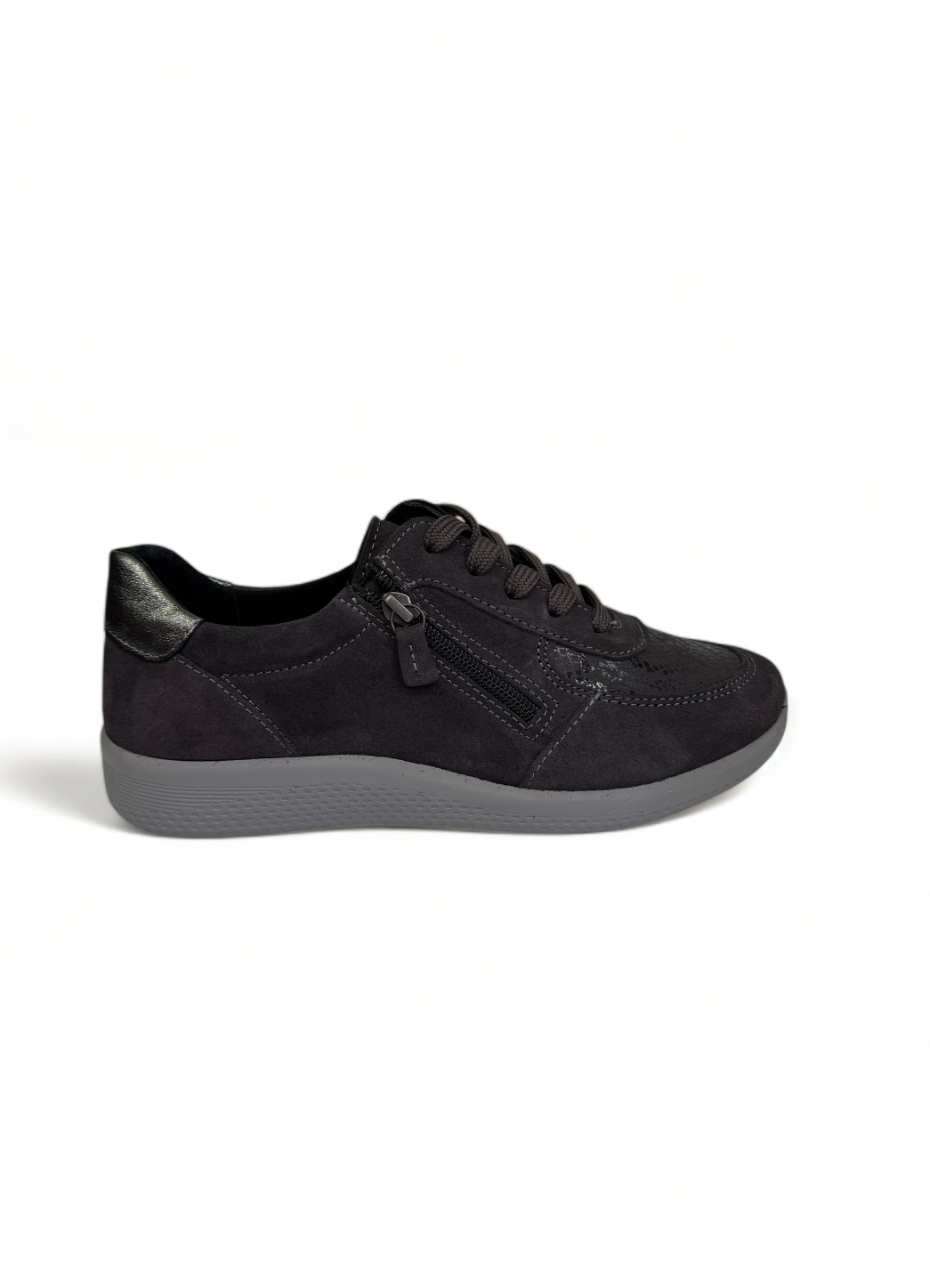 Naturelle δερμάτινα ανατομικά γυναικεία sneakers σε γκρι χρώμα