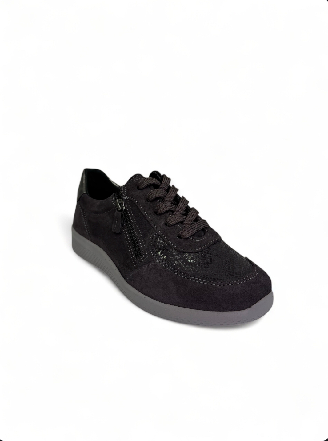 Naturelle δερμάτινα ανατομικά γυναικεία sneakers σε γκρι χρώμα - Image 3