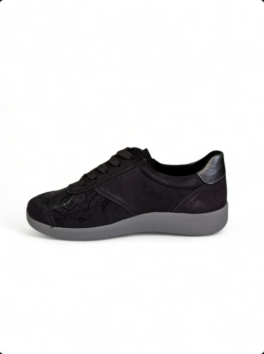 Naturelle δερμάτινα ανατομικά γυναικεία sneakers σε γκρι χρώμα - Image 2