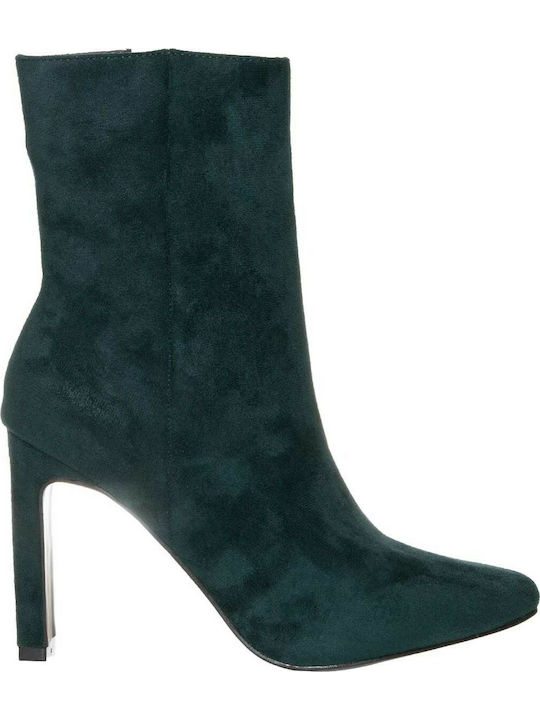 Envie Shoes Suede Γυναικεία Μποτάκια με Ψηλό Τακούνι Πράσινα