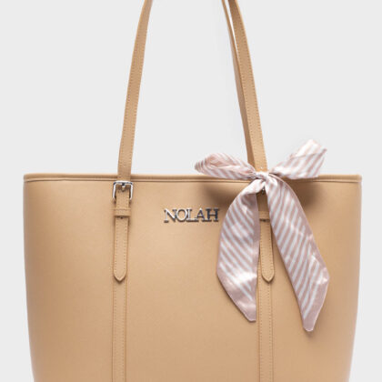 Nolah Ella Light Beige Silver γυναικεία τσάντα ώμου σε μπεζ χρώμα