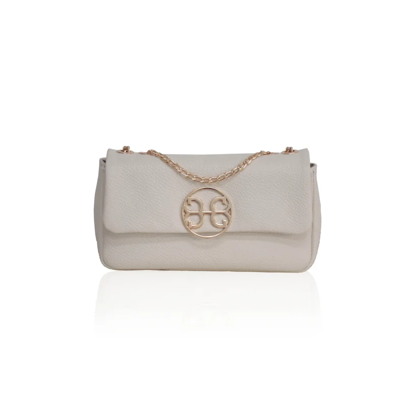 Bonendis Carla Leather Shoulder Bag - Cream γυναικεία τσάντα ώμου & χιαστί