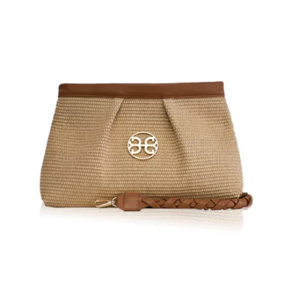 Bonendis Kiss Large Ψάθινο Pouch – Tabac γυναικείο τσαντάκι ώμου