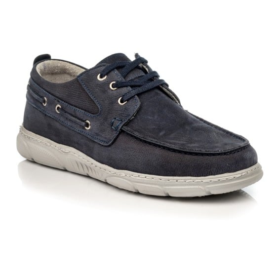 Boxer boat shoes ανδρικό δερμάτινο παπούτσι σε μπλε χρώμα - Image 4