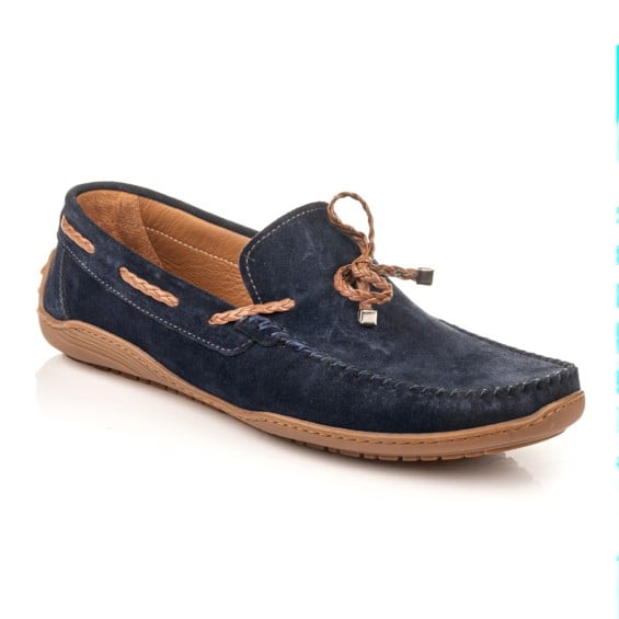 Boxer δερμάτινο ανδρικό loafer σε μπλε χρώμα - Image 5