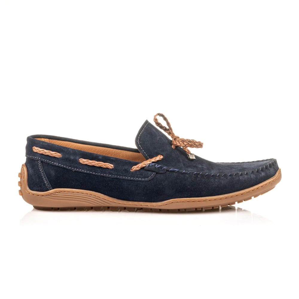 Boxer δερμάτινο ανδρικό loafer σε μπλε χρώμα
