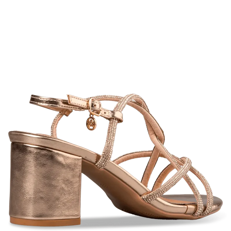Envie block heel sandals γυναικείο πέδιλο με στας rose gold - Image 2