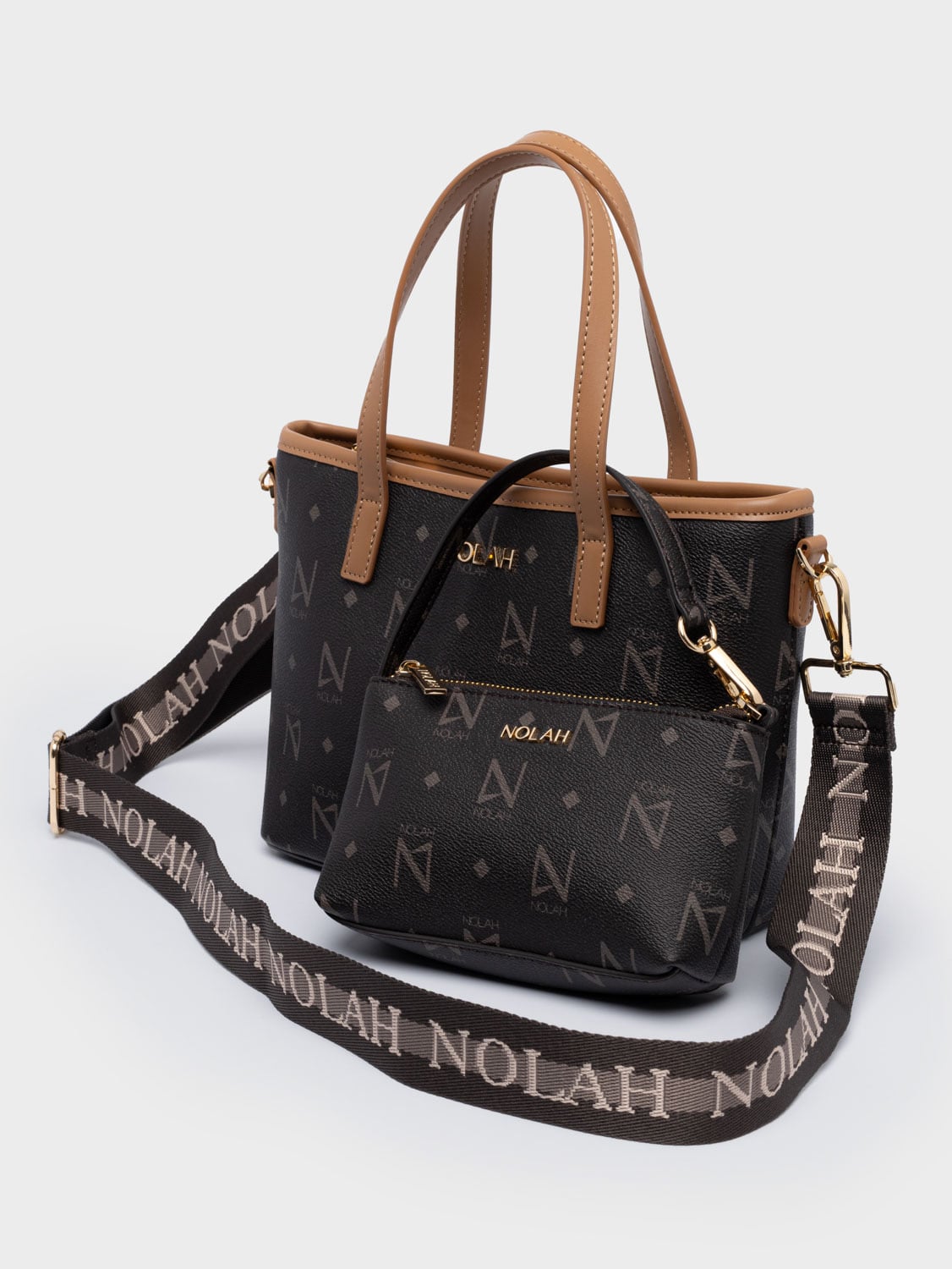 Nolah Jenilda Brown Light Gold γυναικεία τσάντα ώμου σε καφέ χρώμα - Image 3