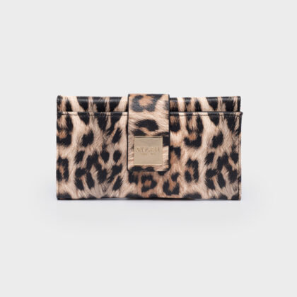 Nolah Mariah Brown Leopard Light Gold γυναικείο πορτοφόλι σε λεοπάρ