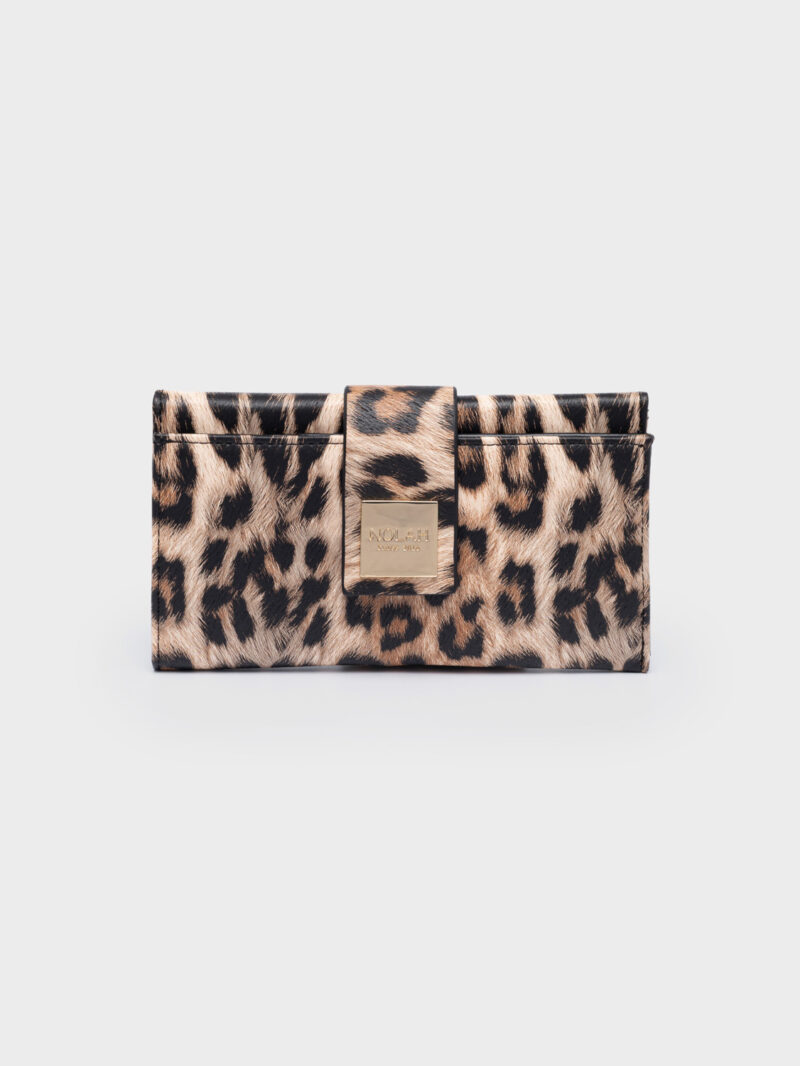 Nolah Mariah Brown Leopard Light Gold γυναικείο πορτοφόλι σε λεοπάρ