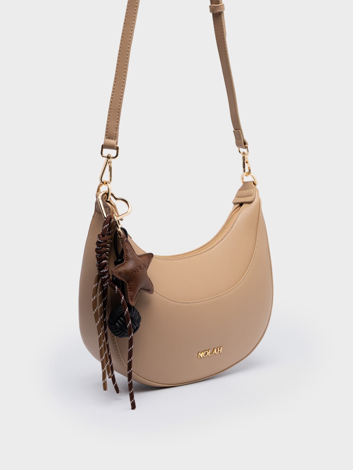 Nolah Fabela Beige Light Gold γυναικεία τσάντα ώμου & χιαστί σε μπεζ χρώμα - Image 4