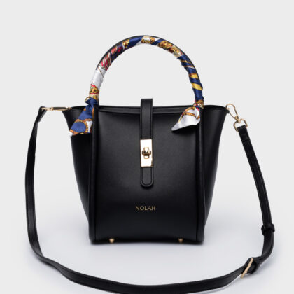 Nolah Bridgerton Black Light Gold γυναικεία τσάντα ώμου & χιαστί σε μαύρο χρώμα