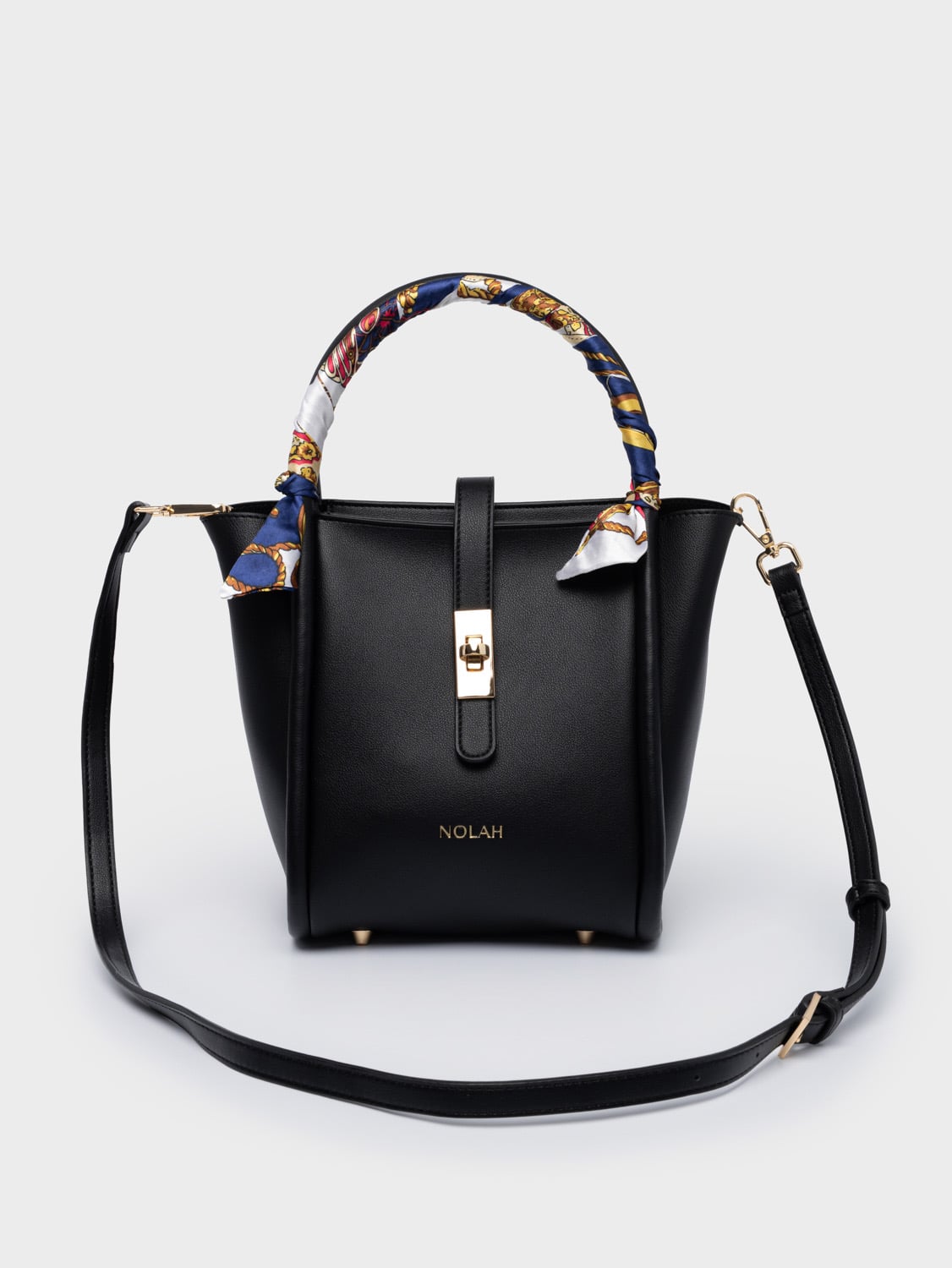 Nolah Bridgerton Black Light Gold γυναικεία τσάντα ώμου & χιαστί σε μαύρο χρώμα