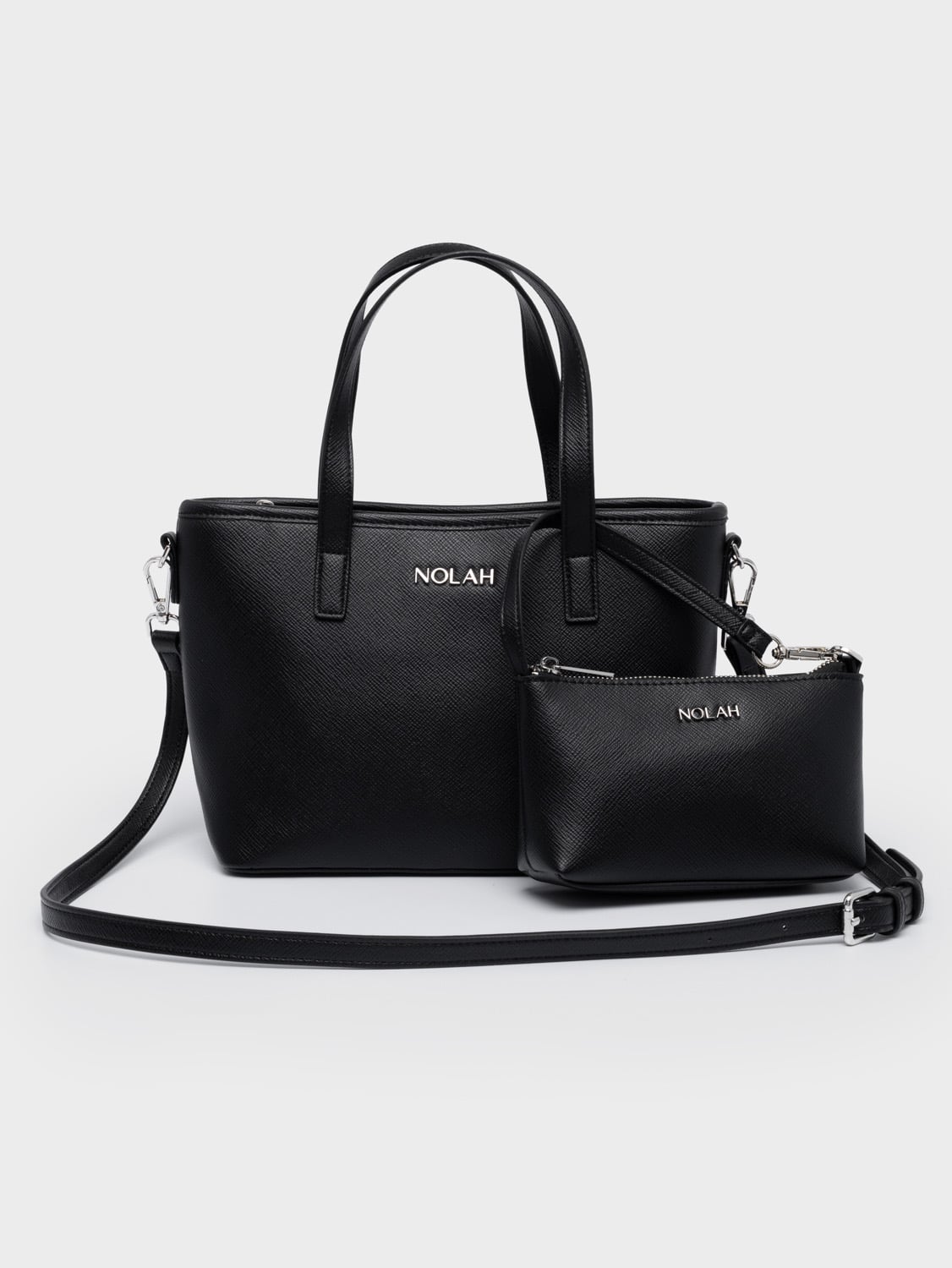Nolah Roma Black Silver γυναικεία τσάντα ώμου & χιαστί σε μαύρο χρώμα