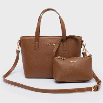 Nolah Roma Brown Light Gold γυναικεία τσάντα ώμου & χιαστί σε καφέ χρώμα