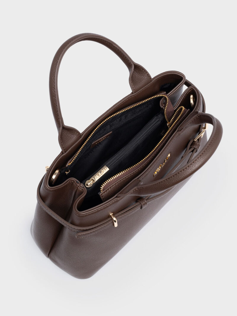 Nolah Velinia Chocolate Brown γυναικεία τσάντα ώμου & χιαστί σε σοκολατί χρώμα - Image 2