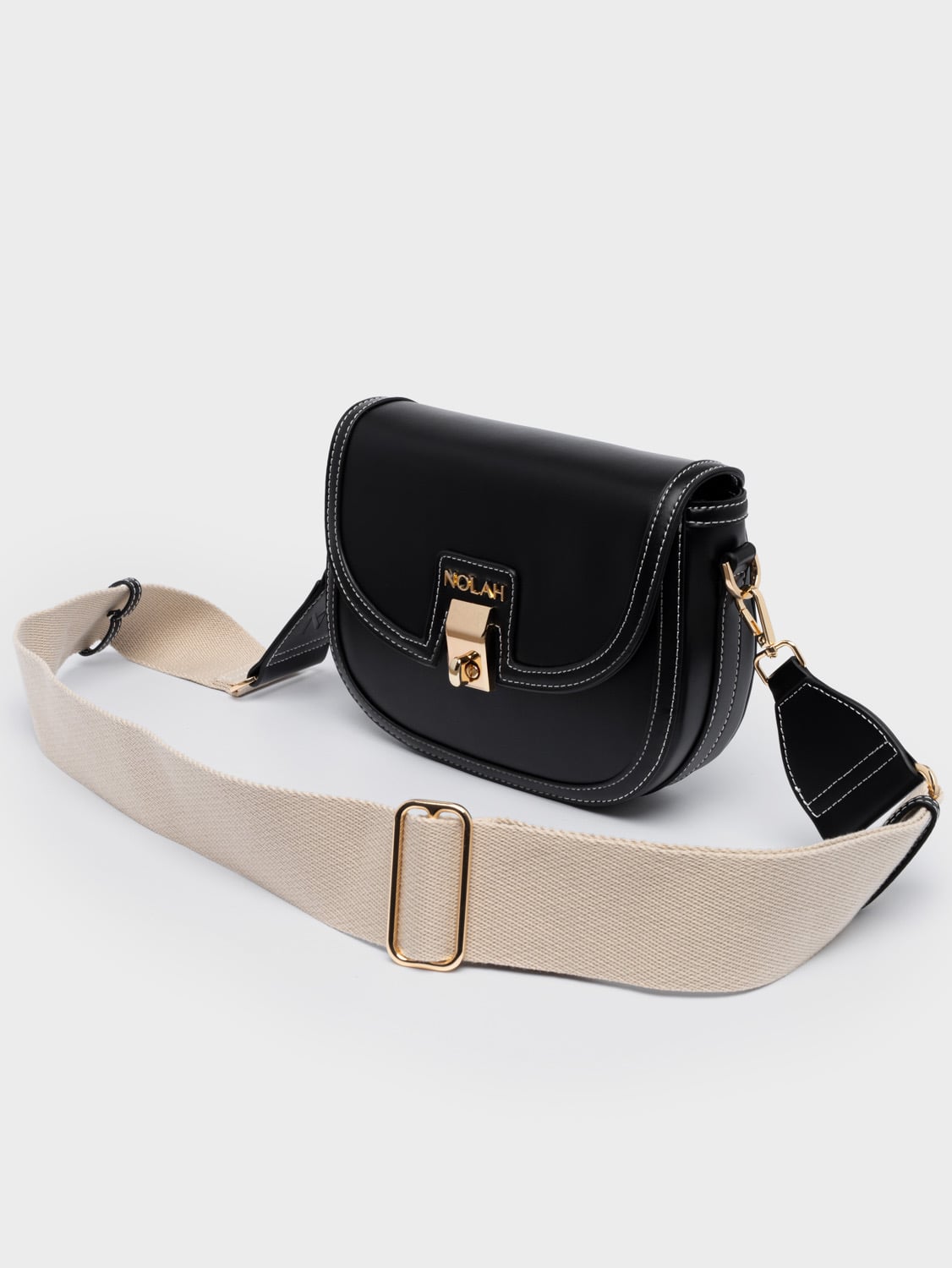 Nolah Madrid Black Light Gold γυναικεία τσάντα ώμου & χιαστί σε μαύρο χρώμα - Image 3