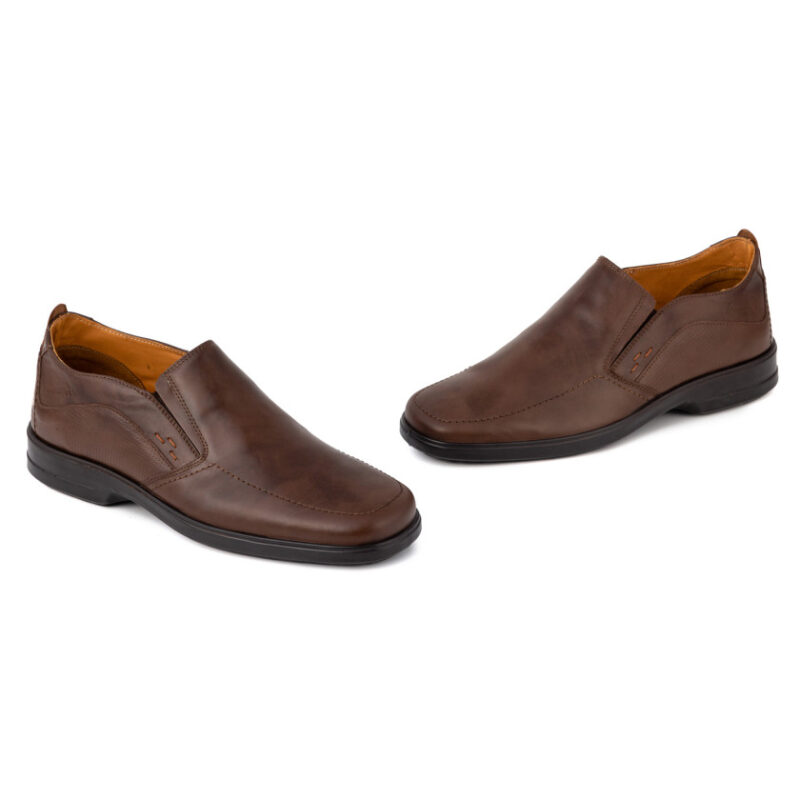 Boxer loafer δερμάτινα ανδρικά μοκασίνια σε ταμπά χρώμα - Image 2