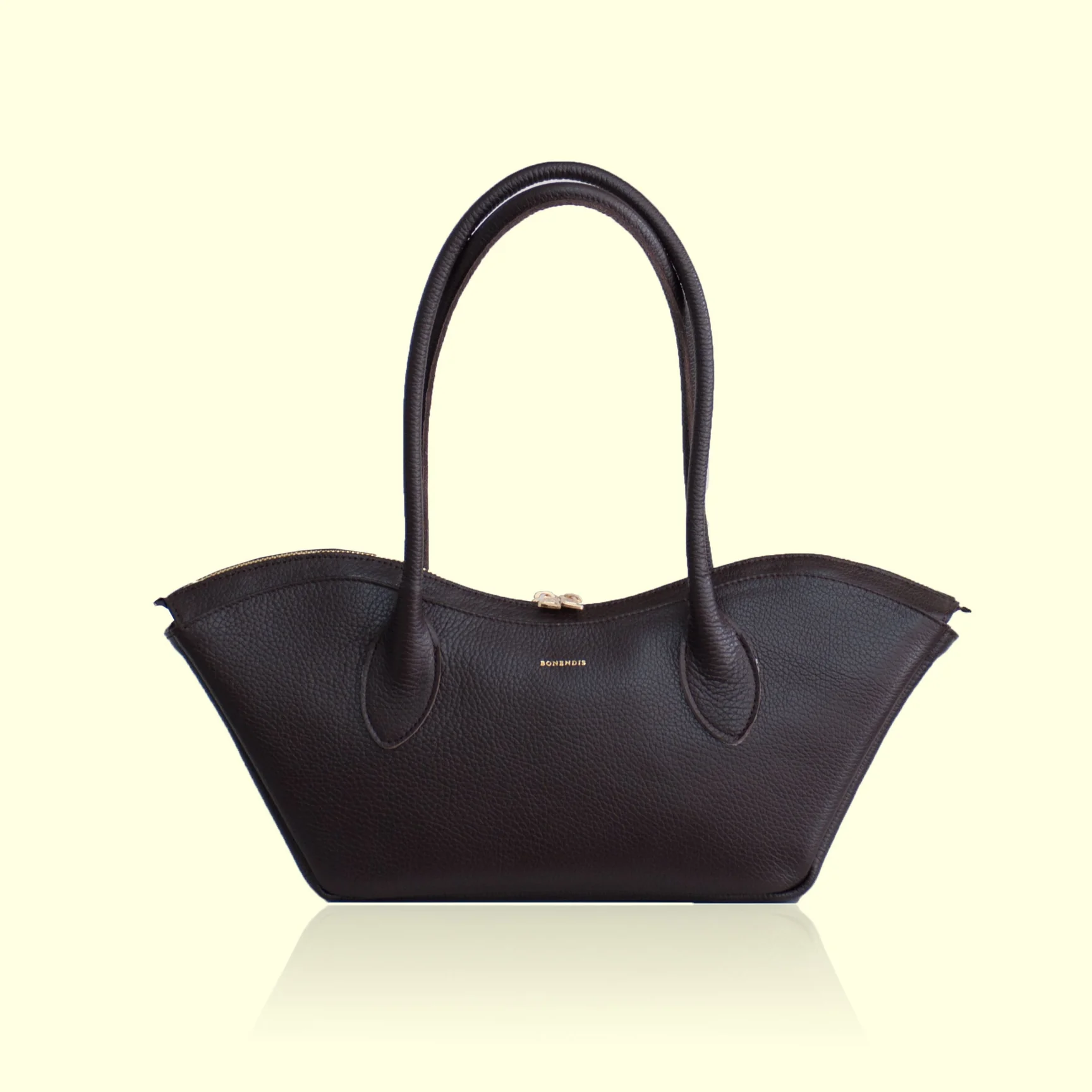 Bonendis Bisou Small Δερμάτινη γυναικεία Τσάντα Χειρός - Black