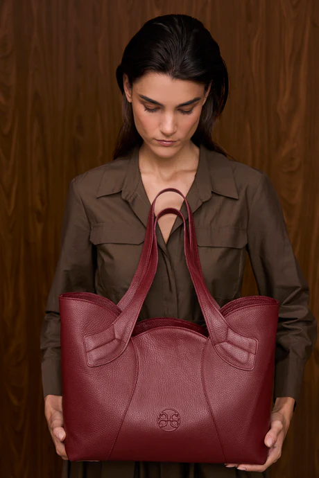 Bonendis Tulip Leather Tote Bag-Cherry red γυναικεία δερμάτινη τσάντα ώμου - Image 5