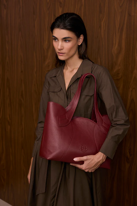 Bonendis Tulip Leather Tote Bag-Cherry red γυναικεία δερμάτινη τσάντα ώμου - Image 4