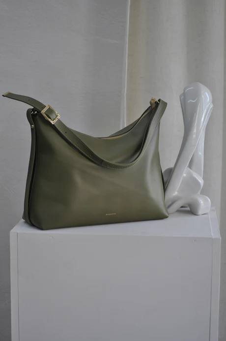 Bonendis Rallu Olive green Δερμάτινη γυναικεία τσάντα ώμου σε λαδί χρώμα - Image 4