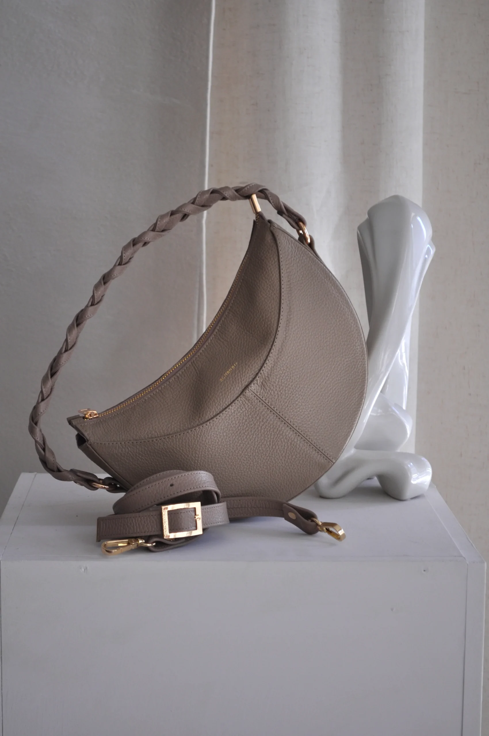 Bonendis Sophie Δερμάτινη γυναικεία Τσάντα Ώμου - Taupe - Image 4