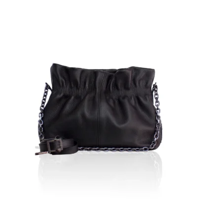 Bonendis Nefeli Leather Pouch - Black γυναικεία δερμάτινη  τσάντα σε μαύρο χρώμα