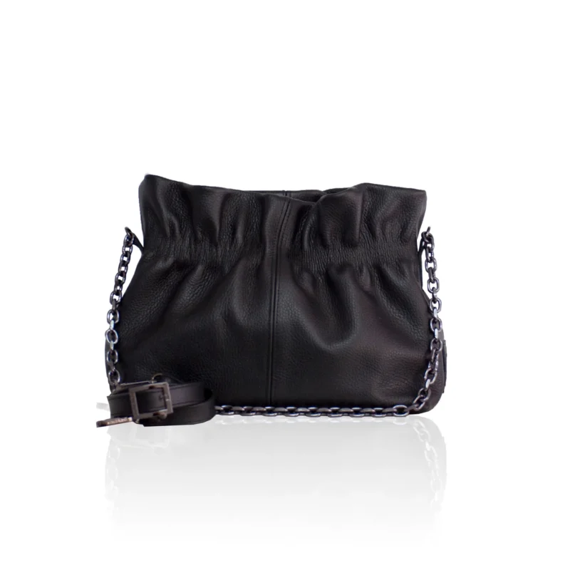 Bonendis Nefeli Leather Pouch - Black γυναικεία δερμάτινη  τσάντα σε μαύρο χρώμα