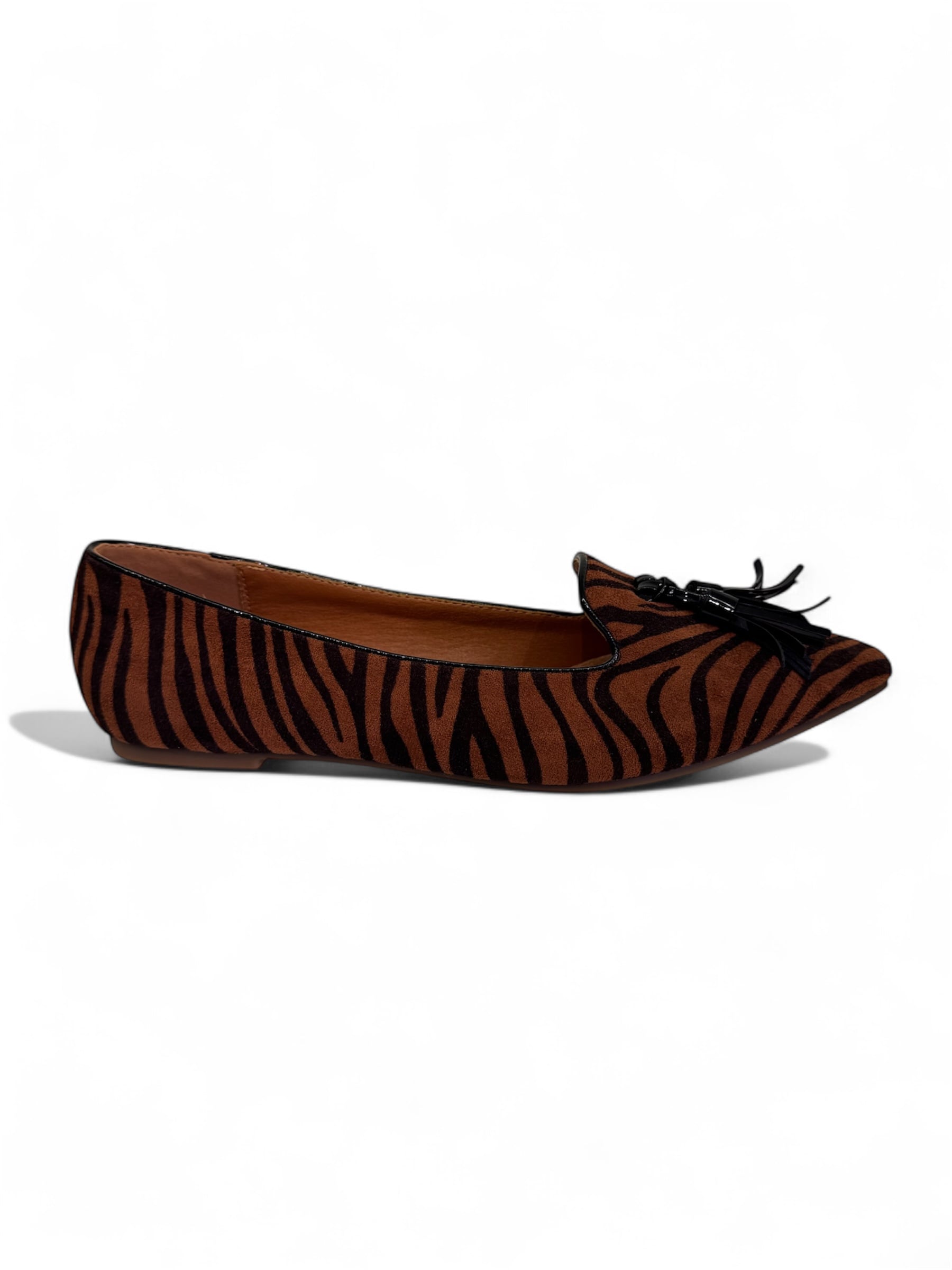 Adam's shoes γυναικείες μπαλαρίνες με μύτη σε καφέ & μαύρο χρώμα