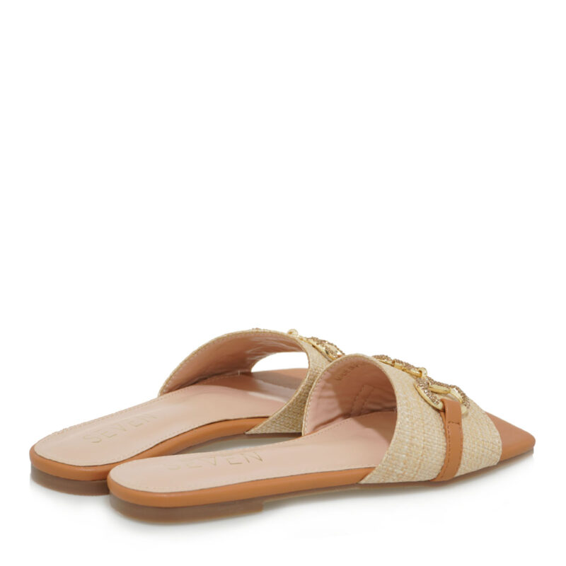 Seven flat raffia γυναικεία φλατ με ψάθα και μεταλλικά στοιχεία - Image 3