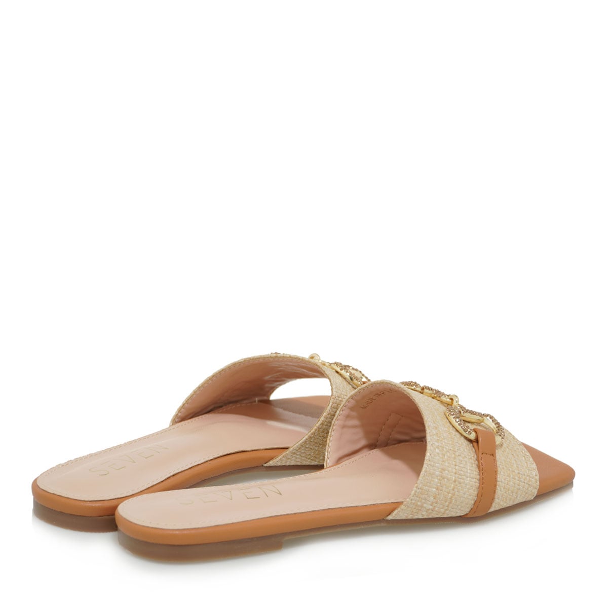 Seven flat raffia γυναικεία φλατ με ψάθα και μεταλλικά στοιχεία - Image 3