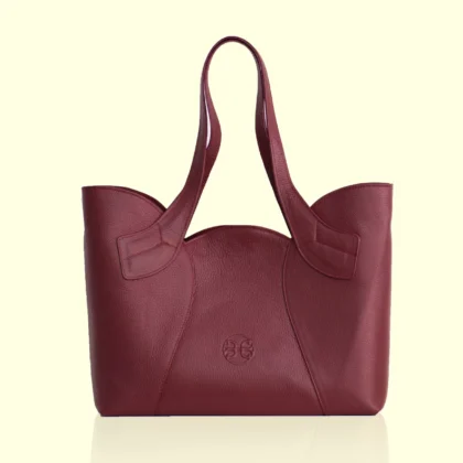 Bonendis Tulip Leather Tote Bag-Cherry red γυναικεία δερμάτινη τσάντα ώμου