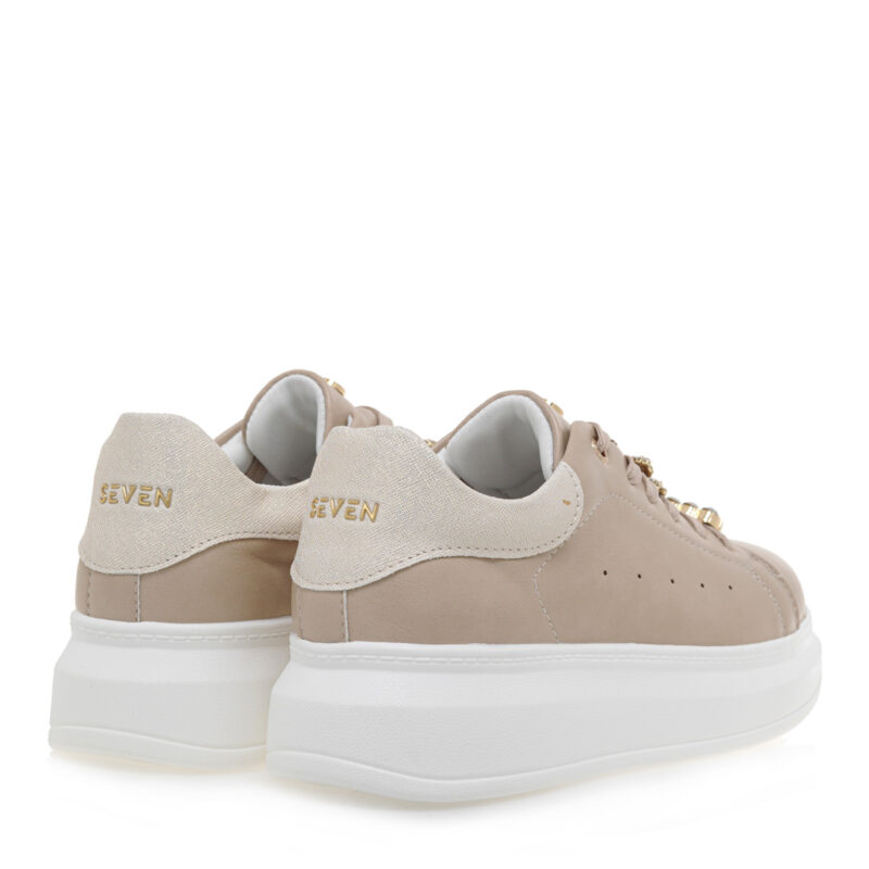 Seven γυναικεία sneakers σε μπεζ χρώμα με διακοσμητικά στοιχεία - Image 3