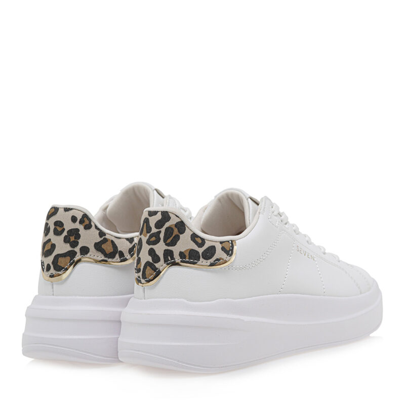Seven sneakers γυναικείο σε λευκό χρώμα με λεοπάρ - Image 3