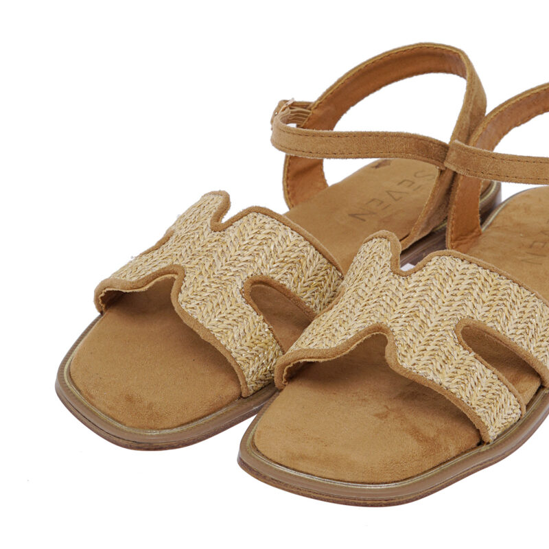 Seven flat raffia sandals γυναικεία πέδιλα με ψάθα σε μπεζ χρώμα - Image 2