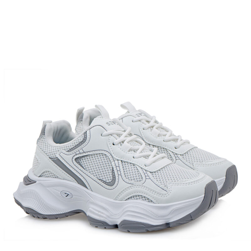 Seven sneakers γυναικείο σε χρώμα λευκό & γκρι - Image 4