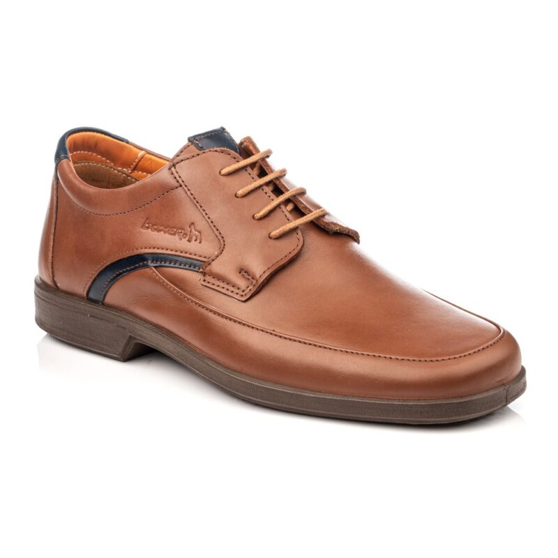 Boxer shoes Δερμάτινα ανδρικά παπούτσια με κορδόνι σε ταμπά χρώμα - Image 5
