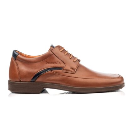 Boxer shoes Δερμάτινα ανδρικά παπούτσια με κορδόνι σε ταμπά χρώμα